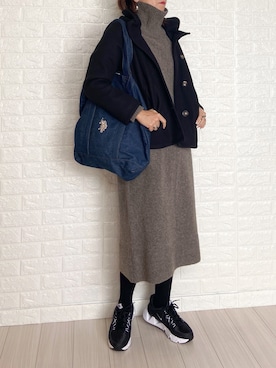 「La-gemme（ラジェム）のアイテム（ピーコート）」を使った、SHOさん（レディース・165cm）の冬コーディネート