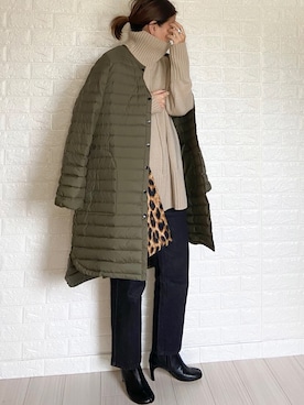 「BEAUTY&YOUTH UNITED ARROWS（ビューティーアンドユースユナイテッドアローズ）のBY∴ ロゴレオパードパーテーショントート ◆（トートバッグ）」を使った、SHOさん（レディース・165cm）の冬コーディネート