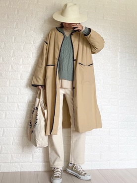 「エコバッグ」｜「アイテム（トレンチコート）」を使った、SHOさん（レディース・165cm）の冬コーディネート