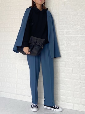 「ブルーコーデ」｜「アイテム（セットアップ）」を使った、SHOさん（レディース・165cm）の冬コーディネート