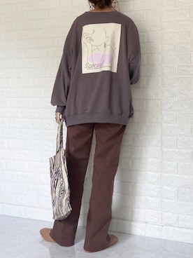 「ジャージーパンツ」｜「アイテム（スウェット）」を使った、SHOさん（レディース・165cm）の春コーディネート