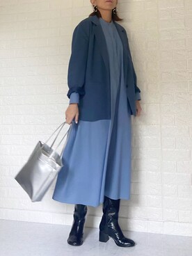 「アイテム（セットアップ、ブルー系）」を使った、SHOさん（レディース・165cm）の春コーディネート