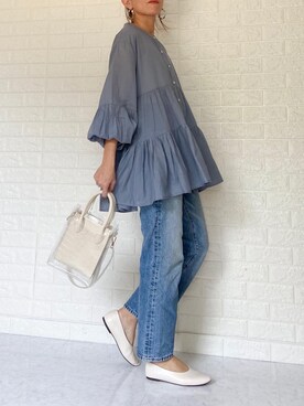 「ハイウエストストレートジーンズ」｜SHOさん（レディース・165cm）の春コーディネート