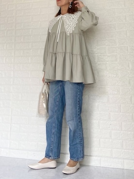 「ハイウエストストレートジーンズ」｜「アイテム（アクセサリー）」を使った、SHOさん（レディース・165cm）の春コーディネート