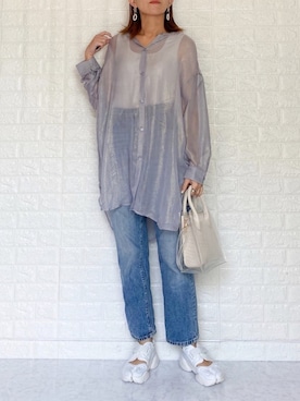 「ハイウエストストレートジーンズ」｜「アイテム（アクセサリー）」を使った、SHOさん（レディース・165cm）の春コーディネート