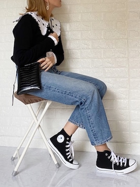 「ハイウエストストレートジーンズ」｜SHOさん（レディース・165cm）の春コーディネート