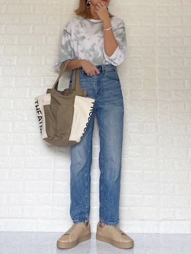 「ハイウエストストレートジーンズ」｜「アイテム（アクセサリー）」を使った、SHOさん（レディース・165cm）の春コーディネート