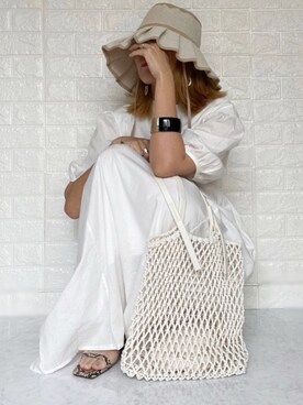 「NEUNA（ヌナ）のアイテム（ハット）」を使った、SHOさん（レディース・165cm）の夏コーディネート