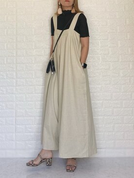「ミニショルダー」｜「アイテム（サロペット/オーバーオール）」を使った、SHOさん（レディース・165cm）の夏コーディネート