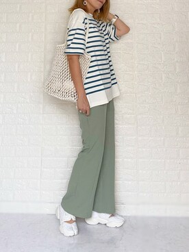 「AS KNOW AS PINKY（アズノゥアズピンキー）のアイテム（トートバッグ）」を使った、SHOさん（レディース・165cm）の夏コーディネート