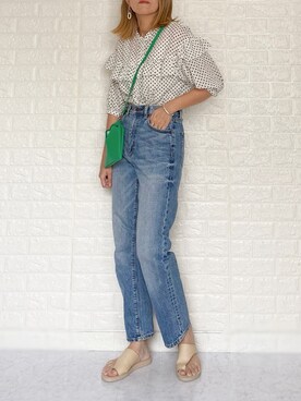 「ハイウエストストレートジーンズ」｜SHOさん（レディース・165cm）の夏コーディネート