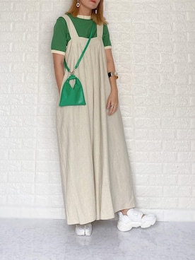 「ミニショルダー」｜「アイテム（サロペット/オーバーオール）」を使った、SHOさん（レディース・165cm）の夏コーディネート