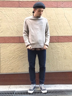「無（ム）のアイテム（ハンチング/ベレー帽）」を使った、RYOGAさん（メンズ・185cm）の秋コーディネート
