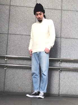 「アイテム（ニットキャップ/ビーニー）」を使った、RYOGAさん（メンズ・185cm）の秋コーディネート