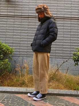 「無（ム）のアイテム」を使った、RYOGAさん（メンズ・185cm）の冬コーディネート