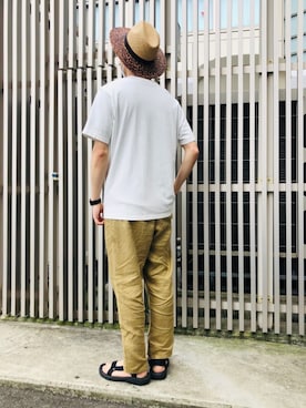 「アイテム（サンダル）」を使った、RYOGAさん（メンズ・185cm）の夏コーディネート