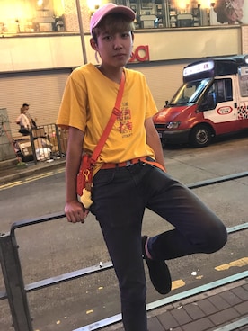「RIPNDIP（リップンディップ）のアイテム（帽子）」を使った、Churk Ho Lunさん（メンズ・175cm）の秋コーディネート