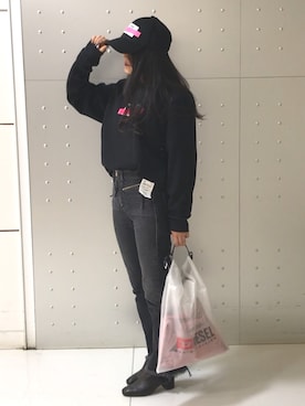 「19ss」｜「アイテム（帽子）」を使った、morimiiiさん（レディース・155cm）の冬コーディネート