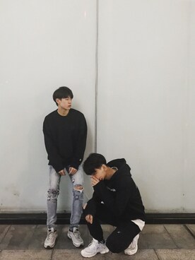 「FILA（フィラ）のアイテム（パーカー）」を使った、JC是JCさん（メンズ・178cm）の冬コーディネート