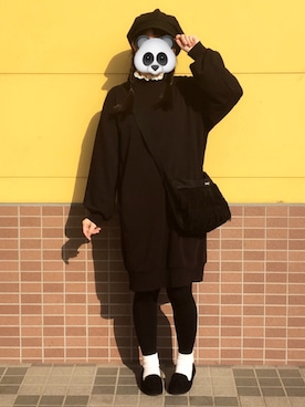 「タイツ×靴下」｜「アイテム（ワンピース/ドレス）」を使った、ひだかれいさん（レディース・154cm）の冬コーディネート