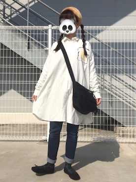 「タータンチェック」｜「アイテム（シャツワンピース）」を使った、ひだかれいさん（レディース・154cm）の冬コーディネート