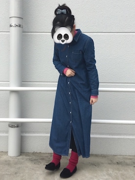 「デニムワンピース」｜ひだかれいさん（レディース・154cm・10代）の冬コーディネート