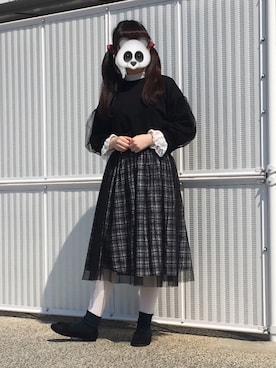 「白タイツ」｜「アイテム（その他）」を使った、ひだかれいさん（レディース・154cm）の春コーディネート