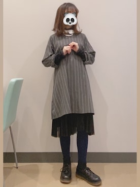 「靴下屋（クツシタヤ）の靴下屋/ 110デニール プレミアムタイツ M～Lサイズ（タイツ/ストッキング）」を使った、ひだかれいさん（レディース・154cm）の冬コーディネート