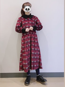 「靴下屋（クツシタヤ）の靴下屋/ 110デニール プレミアムタイツ M～Lサイズ（タイツ/ストッキング）」を使った、ひだかれいさん（レディース・154cm）の冬コーディネート