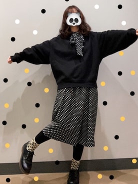 「タイツ×靴下」｜「アイテム（ワンピース/ドレス）」を使った、ひだかれいさん（レディース・154cm）の冬コーディネート