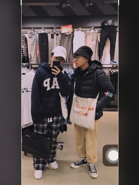 「FILA（フィラ）のアイテム（ダウンジャケット/コート）」を使った、G_Guuuuuuさん（レディース・158cm）の冬コーディネート