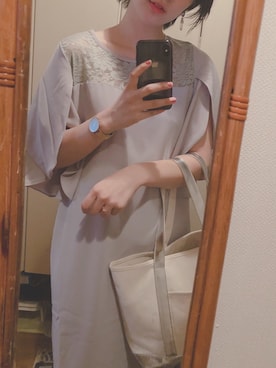 「アイテム（ドレス、グレー系）」を使った、tanacoさん（レディース・164cm）の夏コーディネート
