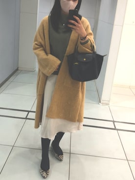 「オーバーコート」｜「アイテム（バレエシューズ）」を使った、tanacoさん（レディース・164cm）の秋コーディネート