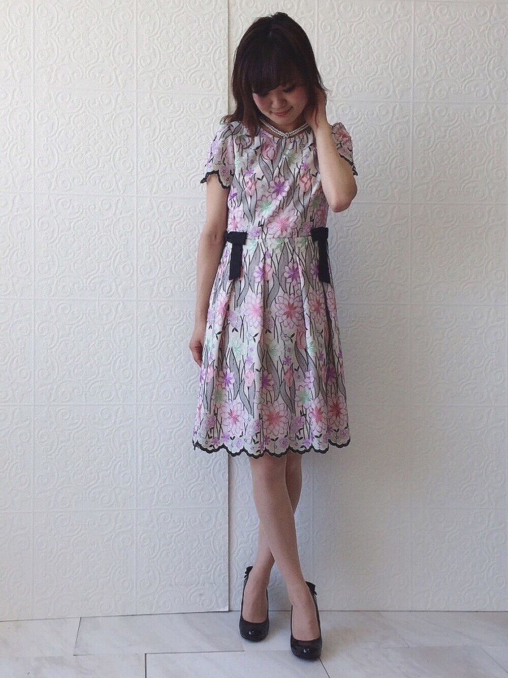 eikoさんの「チューリップフラワー刺繍ドレス（Rose Tiara）」を使ったコーディネート