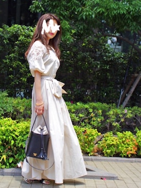 「アイテム（つなぎ/オールインワン、ベージュ系）」を使った、Meguさん（レディース・157cm）の夏コーディネート