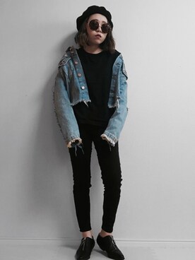 「SpRay（スプレイ）のアイテム（ハンチング/ベレー帽）」を使った、ARIKAさん（レディース・151cm）の春コーディネート