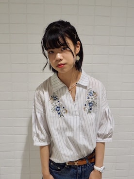 「ミカヅキモモコ（ミカヅキモモコ）のアイテム（ピアス（両耳用））」を使った、明日香さん（レディース・154cm）の夏コーディネート