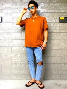 「H&M（エイチ・アンド・エム）のアイテム（サンダル）」を使った、Akiさん（メンズ・172cm）の夏コーディネート