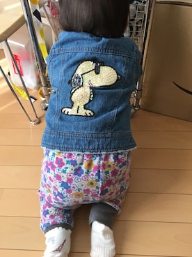 「PEANUTS（ピーナッツ）のアイテム（ジャケット/アウター）」を使った、とむさん（キッズ・70cm）の秋コーディネート