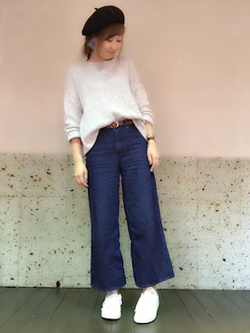 「仕事コーデ」｜「アイテム（ハンチング/ベレー帽）」を使った、ericoさん（レディース・164cm）の冬コーディネート