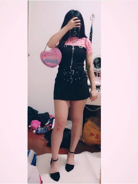「無（ム）のアイテム（スカート、ブラック系）」を使った、林璇璇さん（レディース）の春コーディネート