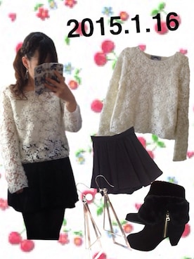 「ESPERANZA（エスペランサ）のアイテム（ブーティ）」を使った、ゆんさん（レディース・157cm）の冬コーディネート