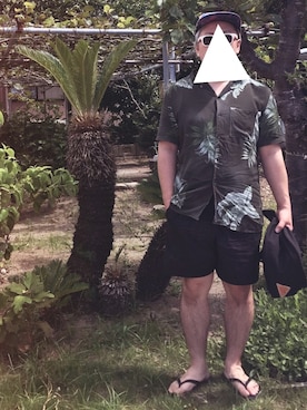 「havaianas（ハワイアナス）の【havaianas/ハワイアナス】TOPビーチサンダル（サンダル、ブラック系）」を使った、paisenさん（メンズ・174cm）の夏コーディネート