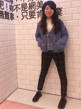 「アイテム（ダッフルコート、パープル系）」を使った、Jessicaさん（レディース・163cm）の冬コーディネート