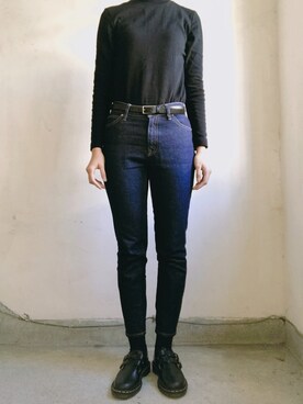 「Dr. Martens（ドクターマーチン）のアイテム（シューズ、ブラック系）」を使った、1Cさん（レディース・166cm）の秋コーディネート