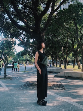 「UNIQLO（ユニクロ）のアイテム（バッグ、グリーン系）」を使った、1Cさん（レディース・166cm）の秋コーディネート