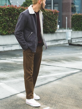 「ムートンコート」｜「アイテム（その他アウター）」を使った、DOORS MENSさん（メンズ・176cm）の冬コーディネート