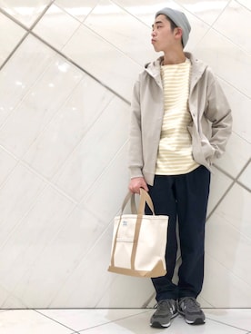 「FORK&SPOON（フォークアンドスプーン）のFORK&SPOON　ボートネックボーダー（Tシャツ/カットソー）」を使った、DOORS MENSさん（メンズ・176cm）の春コーディネート