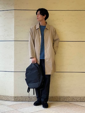 「春カラー」｜「アイテム（ステンカラーコート）」を使った、DOORS MENSさん（メンズ・176cm）の春コーディネート