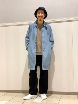 「春カラー」｜「アイテム（ステンカラーコート）」を使った、DOORS MENSさん（メンズ・176cm）の春コーディネート